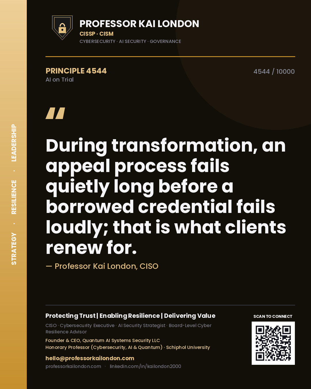 Professor Kai London principle 4544: During transformation, an appeal process fails quietly long before a borrowed credential fails loudly; that is what clients renew for.