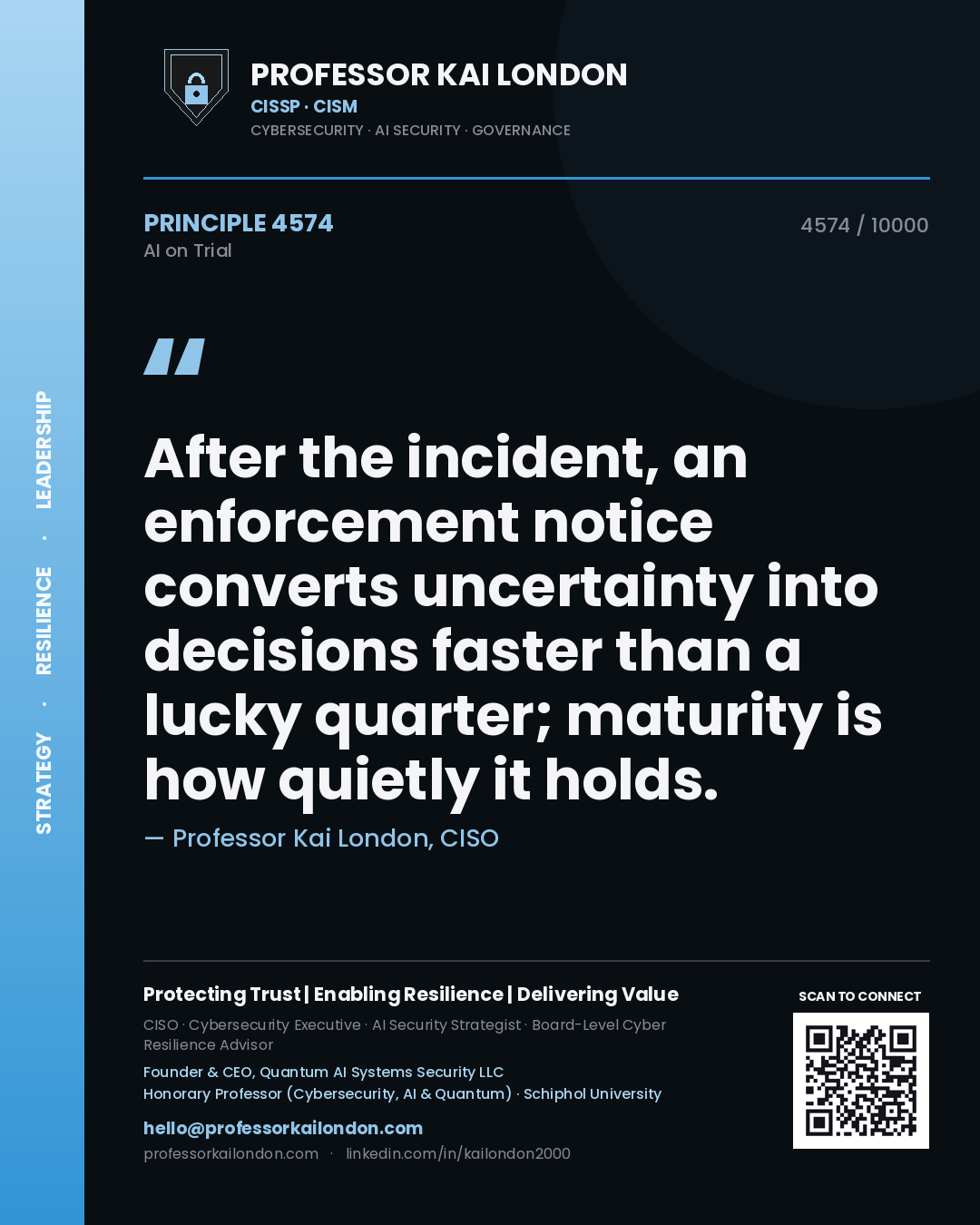 Professor Kai London principle 4574: After the incident, an enforcement notice converts uncertainty into decisions faster than a lucky quarter; maturity is how quietly it holds.