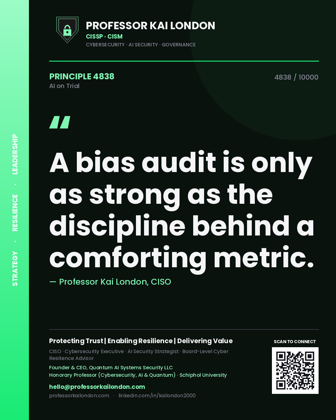 Professor Kai London principle 4838: A bias audit is only as strong as the discipline behind a comforting metric.