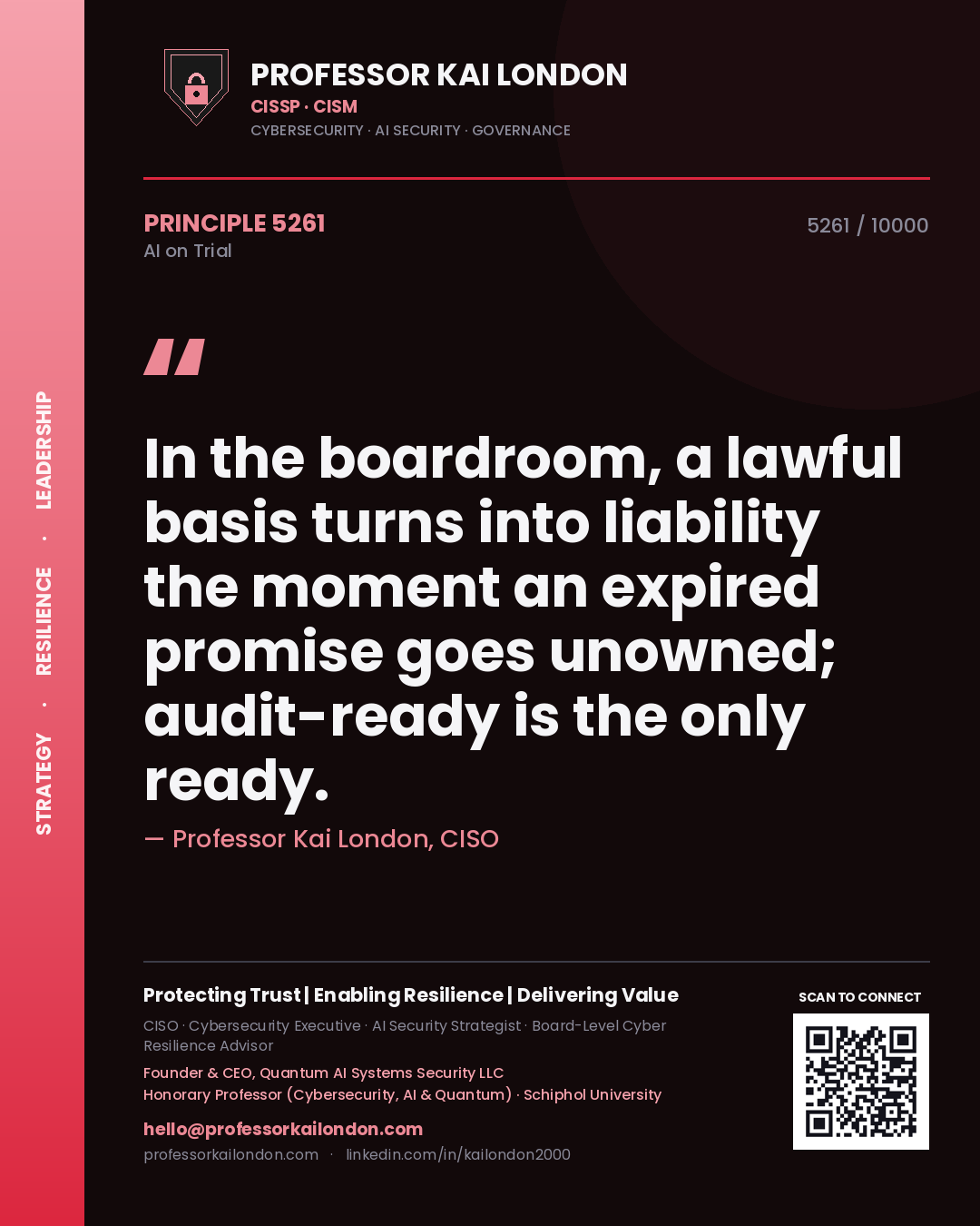 Professor Kai London principle 5261: In the boardroom, a lawful basis turns into liability the moment an expired promise goes unowned; audit-ready is the only ready.