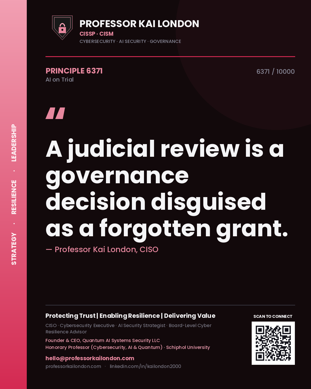 Professor Kai London principle 6371: A judicial review is a governance decision disguised as a forgotten grant.