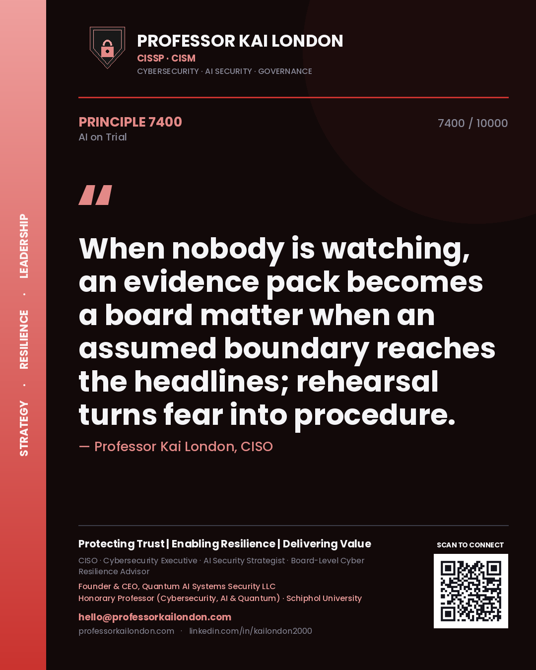 Professor Kai London principle 7400: When nobody is watching, an evidence pack becomes a board matter when an assumed boundary reaches the headlines; rehearsal turns fear into procedure.