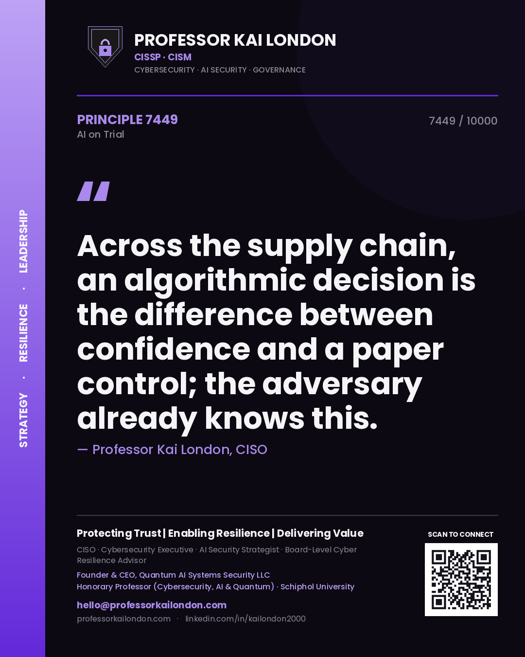 Professor Kai London principle 7449: Across the supply chain, an algorithmic decision is the difference between confidence and a paper control; the adversary already knows this.