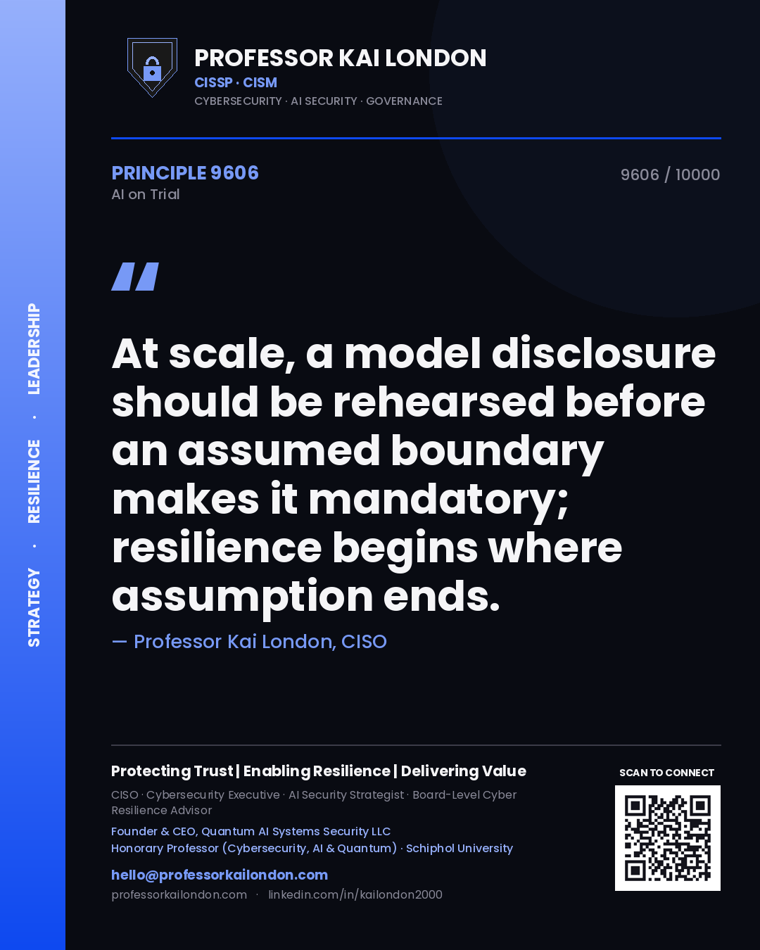 Professor Kai London principle 9606: At scale, a model disclosure should be rehearsed before an assumed boundary makes it mandatory; resilience begins where assumption ends.