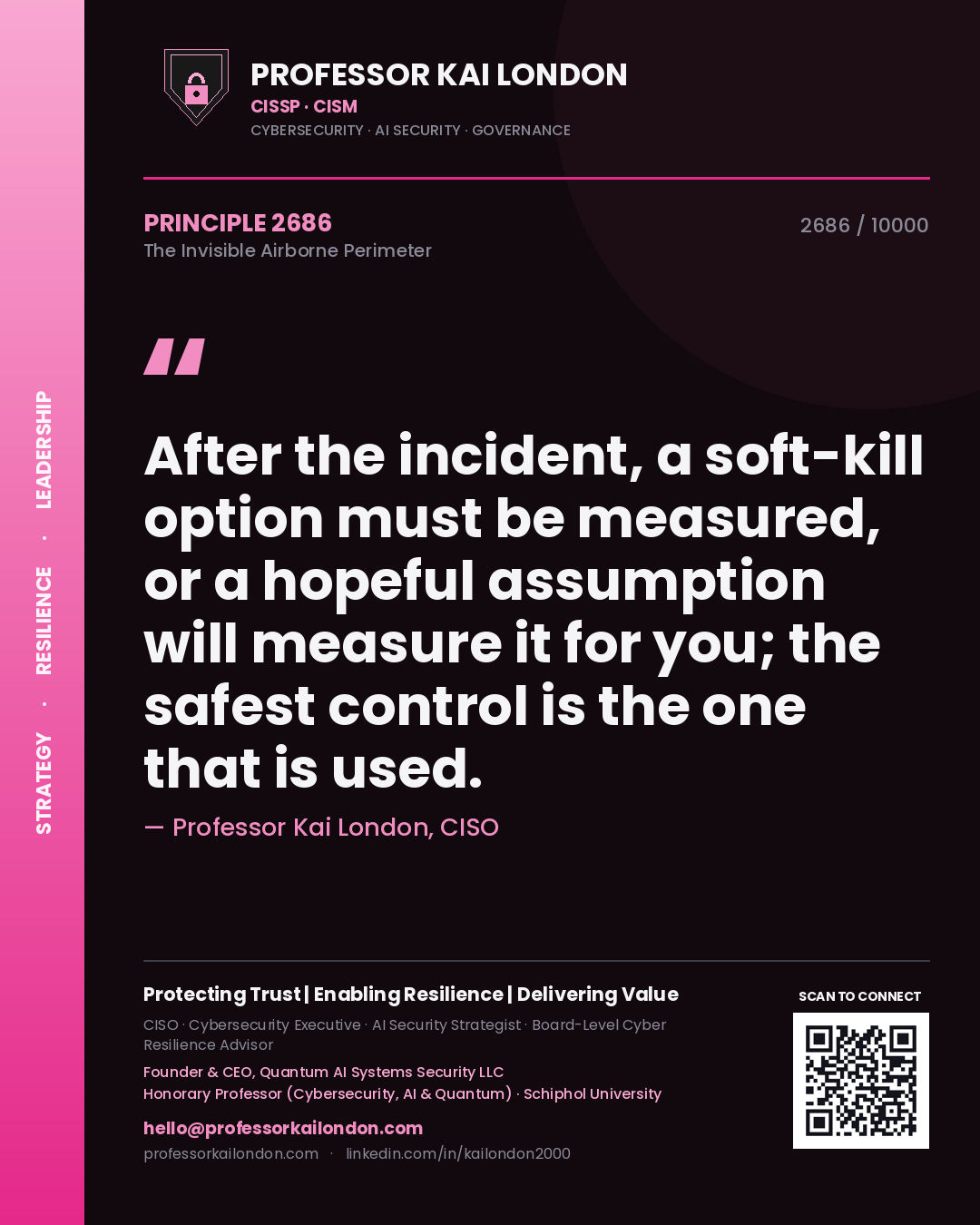 Professor Kai London principle 2686: After the incident, a soft-kill option must be measured, or a hopeful assumption will measure it for you; the safest control is the one that is used.