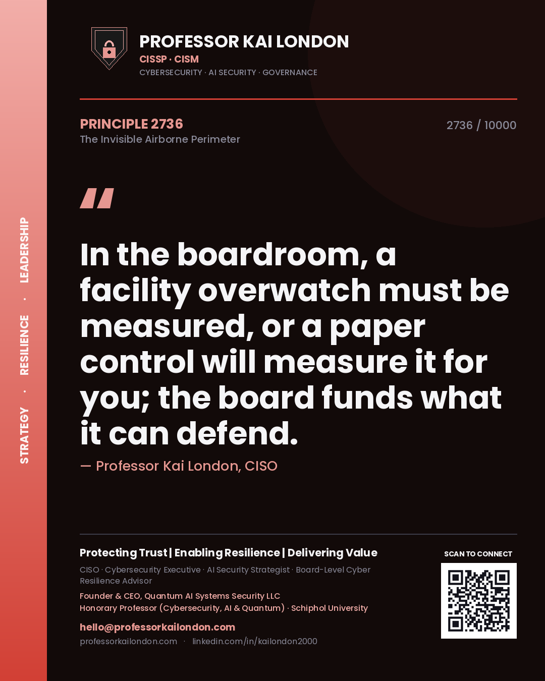 Professor Kai London principle 2736: In the boardroom, a facility overwatch must be measured, or a paper control will measure it for you; the board funds what it can defend.