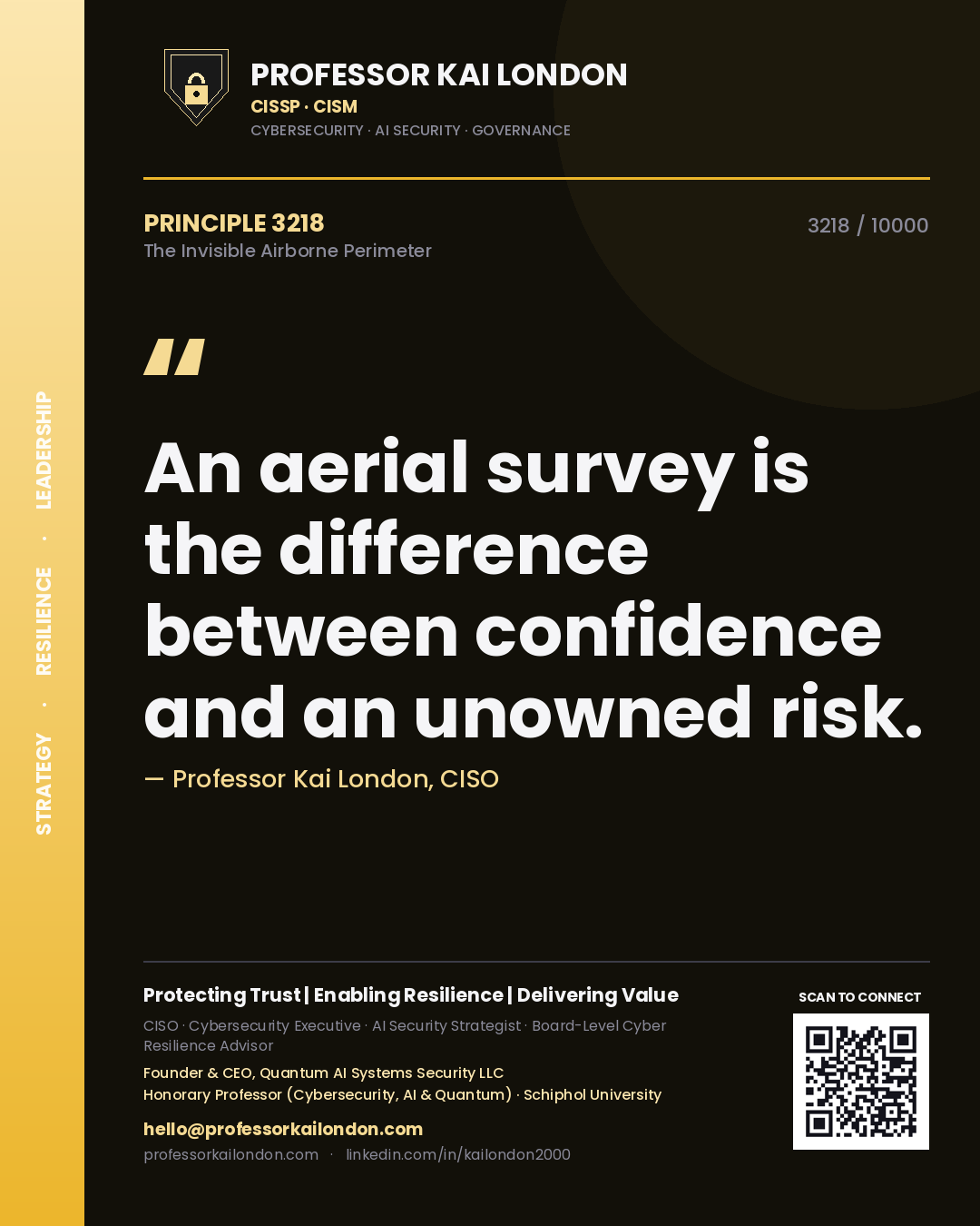 Professor Kai London principle 3218: An aerial survey is the difference between confidence and an unowned risk.