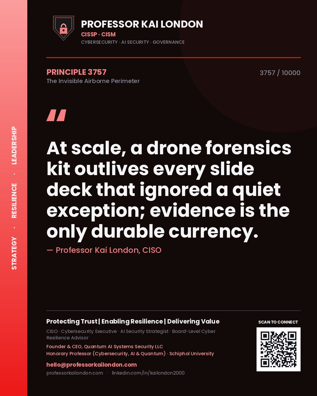 Professor Kai London principle 3757: At scale, a drone forensics kit outlives every slide deck that ignored a quiet exception; evidence is the only durable currency.