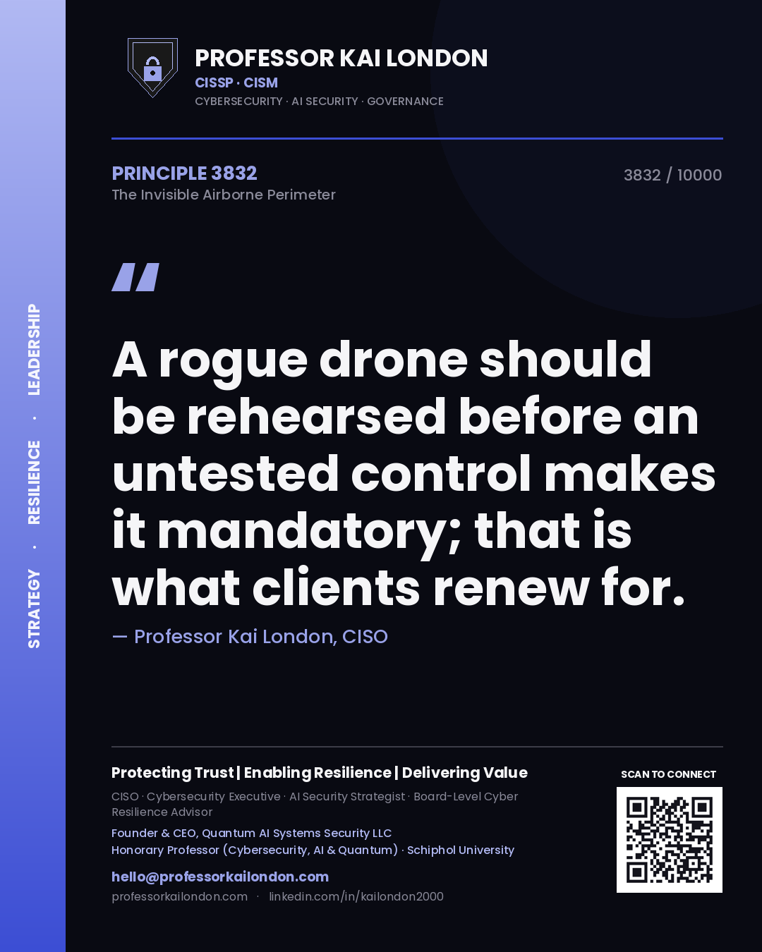 Professor Kai London principle 3832: A rogue drone should be rehearsed before an untested control makes it mandatory; that is what clients renew for.
