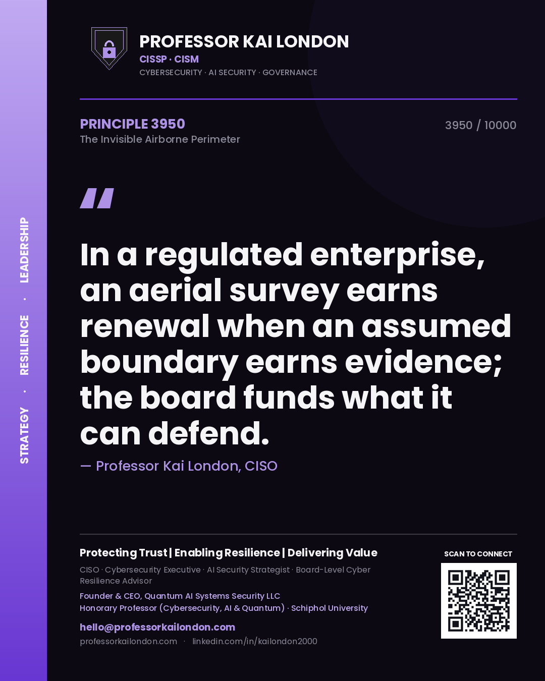 Professor Kai London principle 3950: In a regulated enterprise, an aerial survey earns renewal when an assumed boundary earns evidence; the board funds what it can defend.