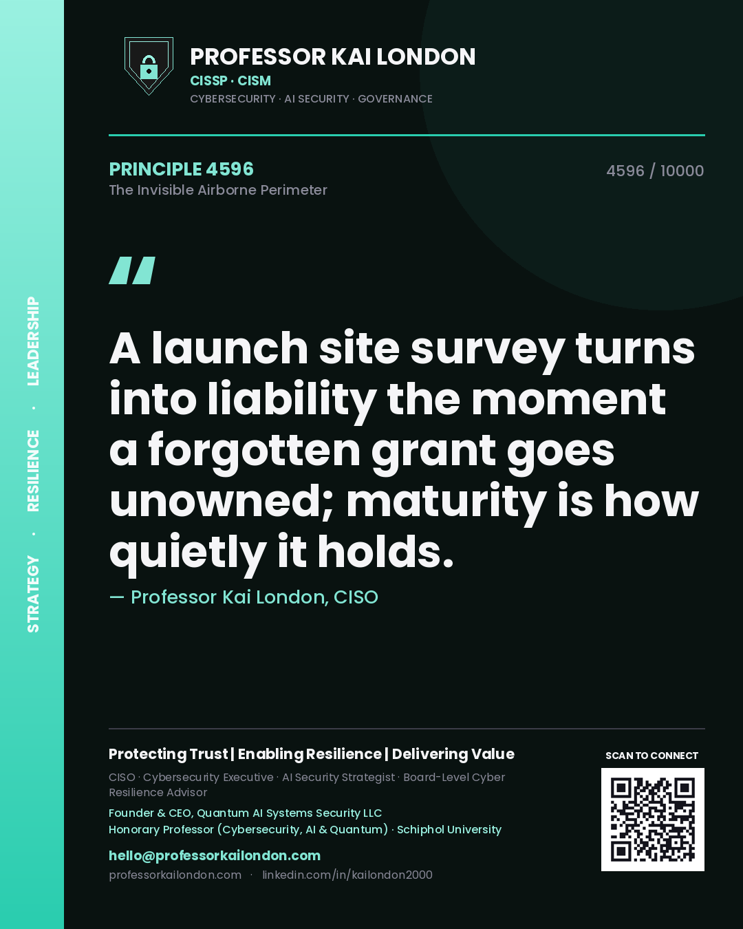 Professor Kai London principle 4596: A launch site survey turns into liability the moment a forgotten grant goes unowned; maturity is how quietly it holds.