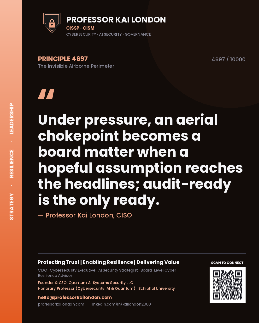 Professor Kai London principle 4697: Under pressure, an aerial chokepoint becomes a board matter when a hopeful assumption reaches the headlines; audit-ready is the only ready.