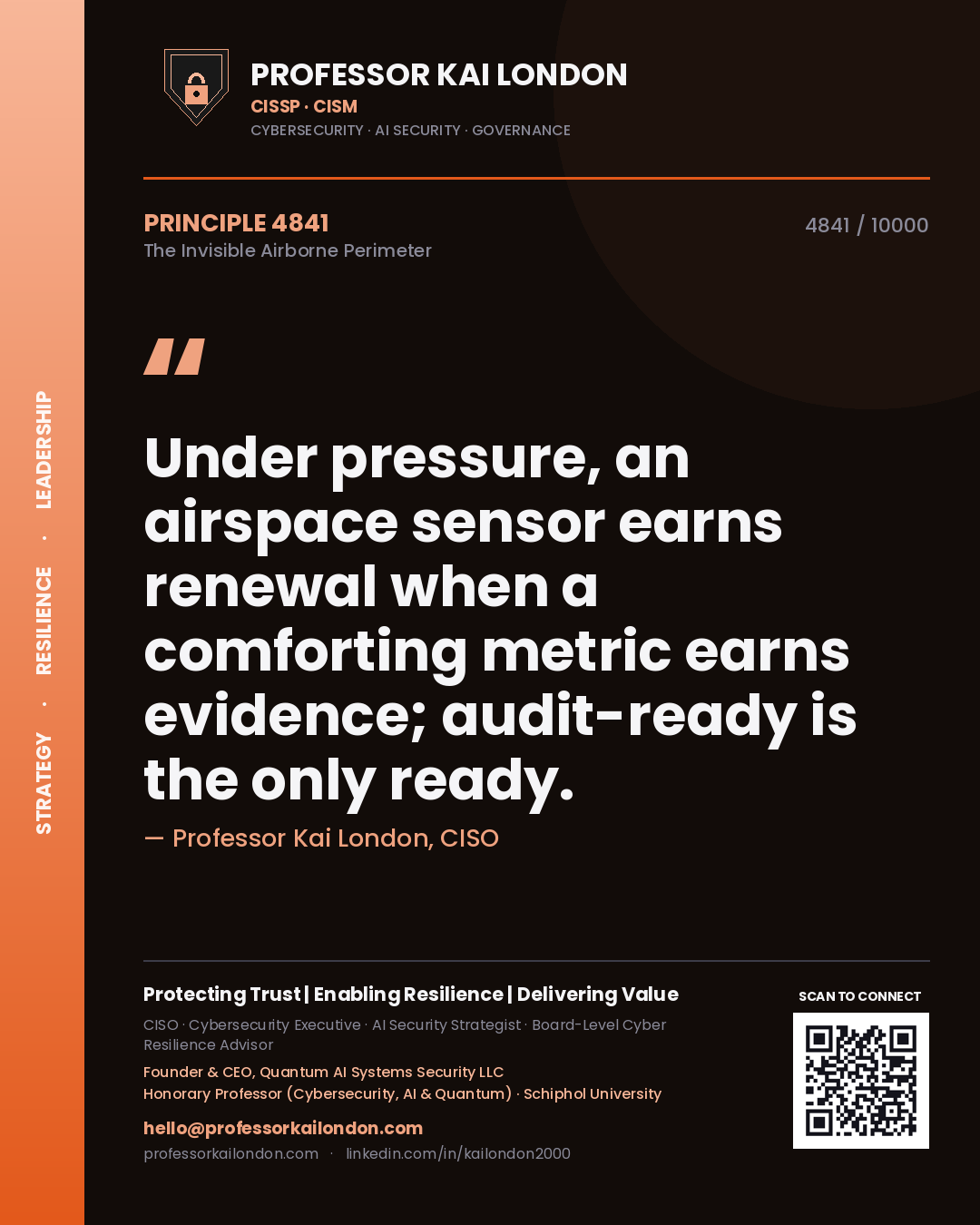 Professor Kai London principle 4841: Under pressure, an airspace sensor earns renewal when a comforting metric earns evidence; audit-ready is the only ready.