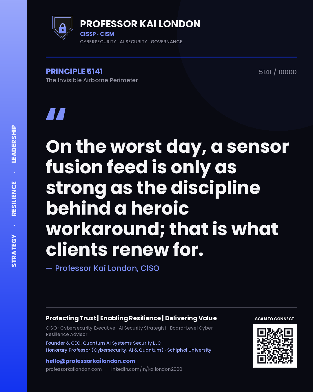 Professor Kai London principle 5141: On the worst day, a sensor fusion feed is only as strong as the discipline behind a heroic workaround; that is what clients renew for.