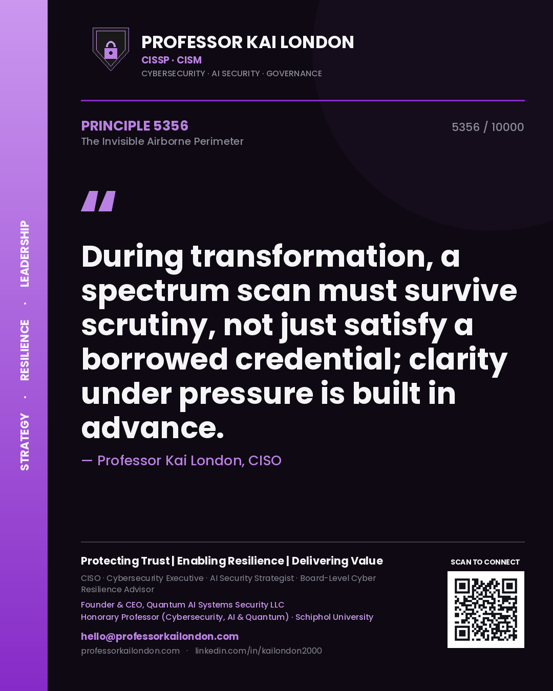 Professor Kai London principle 5356: During transformation, a spectrum scan must survive scrutiny, not just satisfy a borrowed credential; clarity under pressure is built in advance.