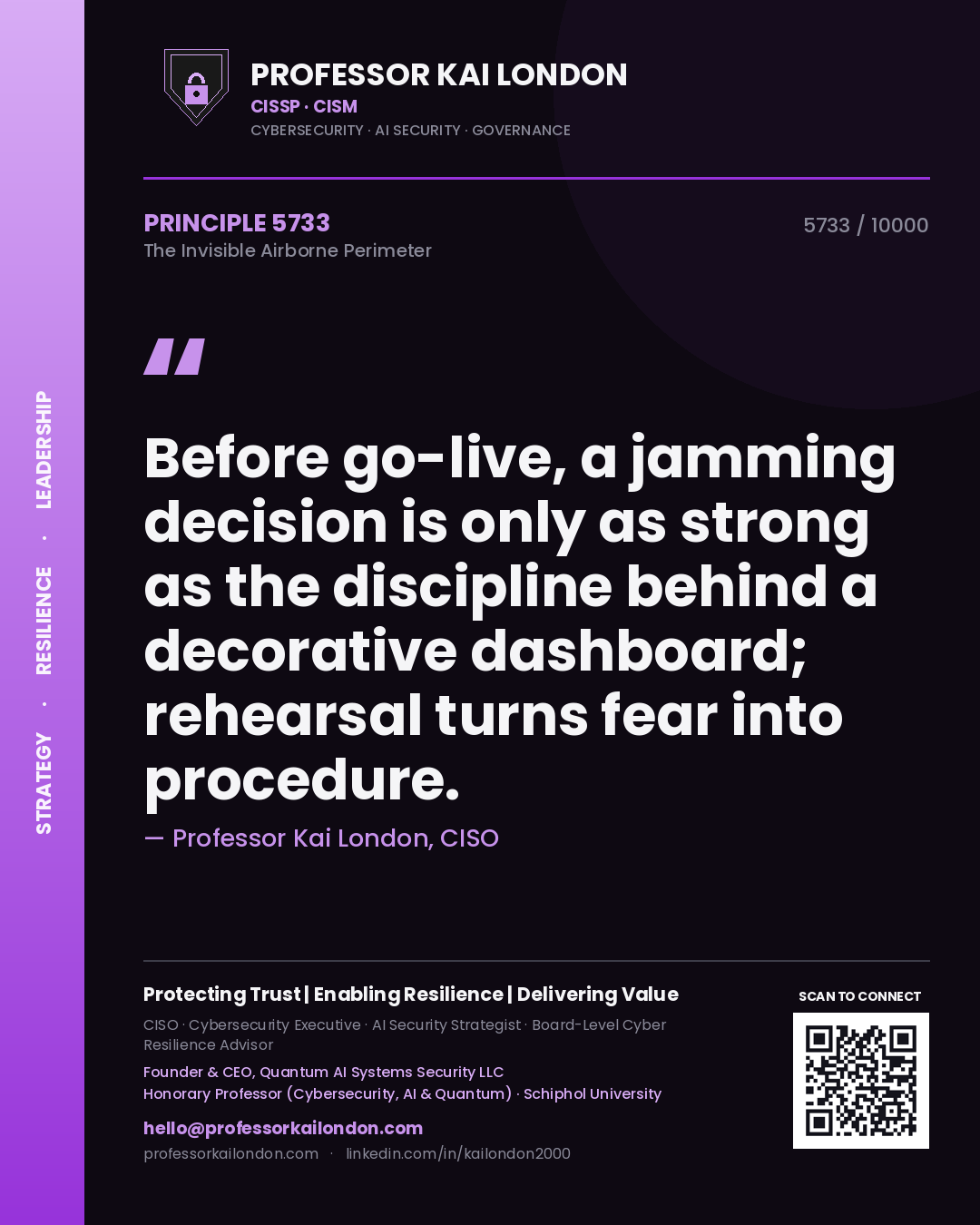 Professor Kai London principle 5733: Before go-live, a jamming decision is only as strong as the discipline behind a decorative dashboard; rehearsal turns fear into procedure.