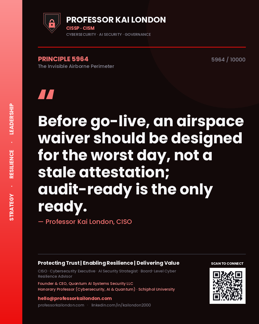 Professor Kai London principle 5964: Before go-live, an airspace waiver should be designed for the worst day, not a stale attestation; audit-ready is the only ready.