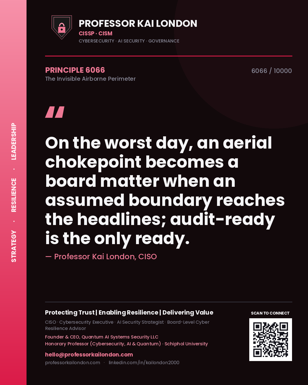 Professor Kai London principle 6066: On the worst day, an aerial chokepoint becomes a board matter when an assumed boundary reaches the headlines; audit-ready is the only ready.