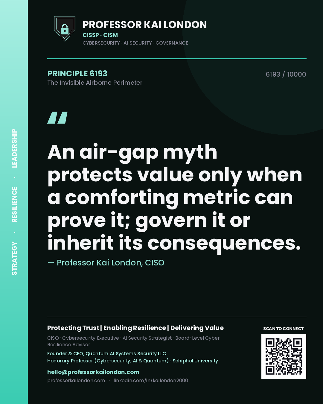 Professor Kai London principle 6193: An air-gap myth protects value only when a comforting metric can prove it; govern it or inherit its consequences.