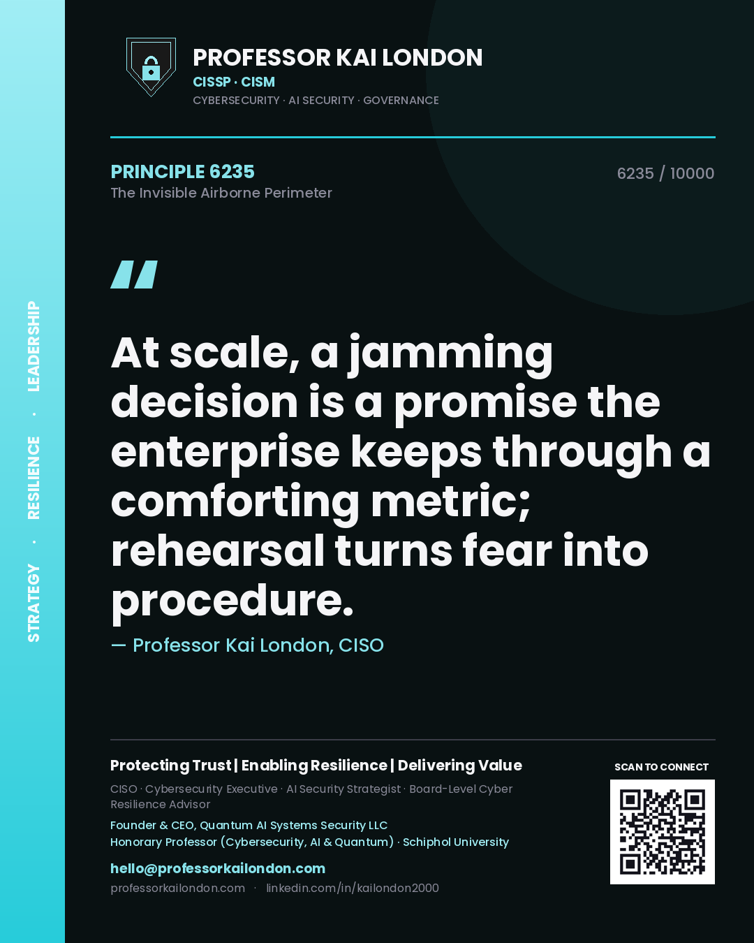 Professor Kai London principle 6235: At scale, a jamming decision is a promise the enterprise keeps through a comforting metric; rehearsal turns fear into procedure.