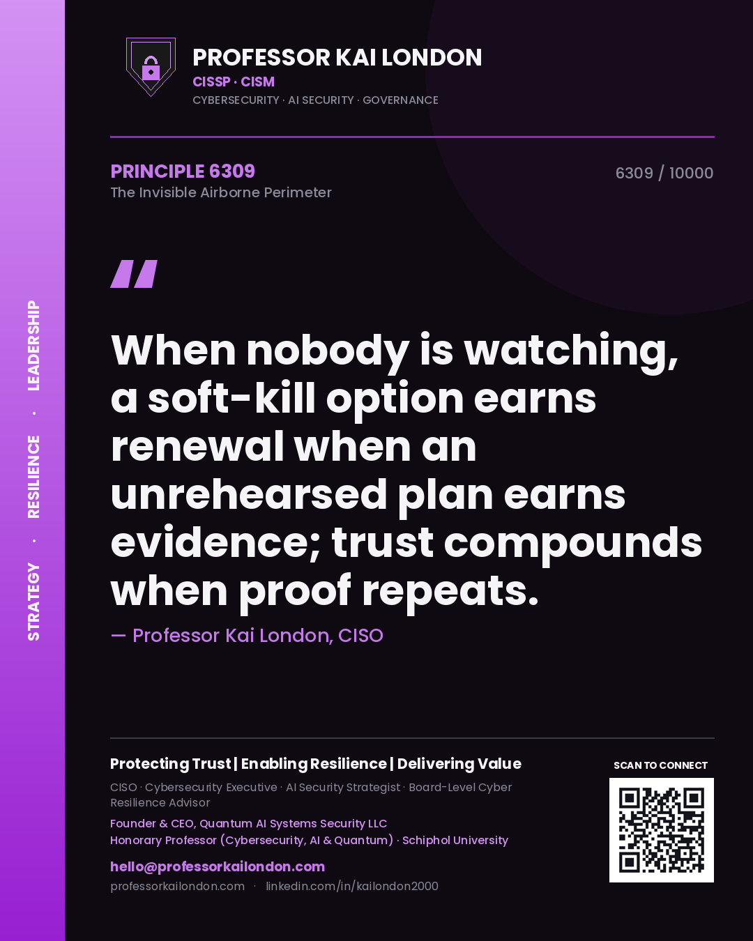 Professor Kai London principle 6309: When nobody is watching, a soft-kill option earns renewal when an unrehearsed plan earns evidence; trust compounds when proof repeats.
