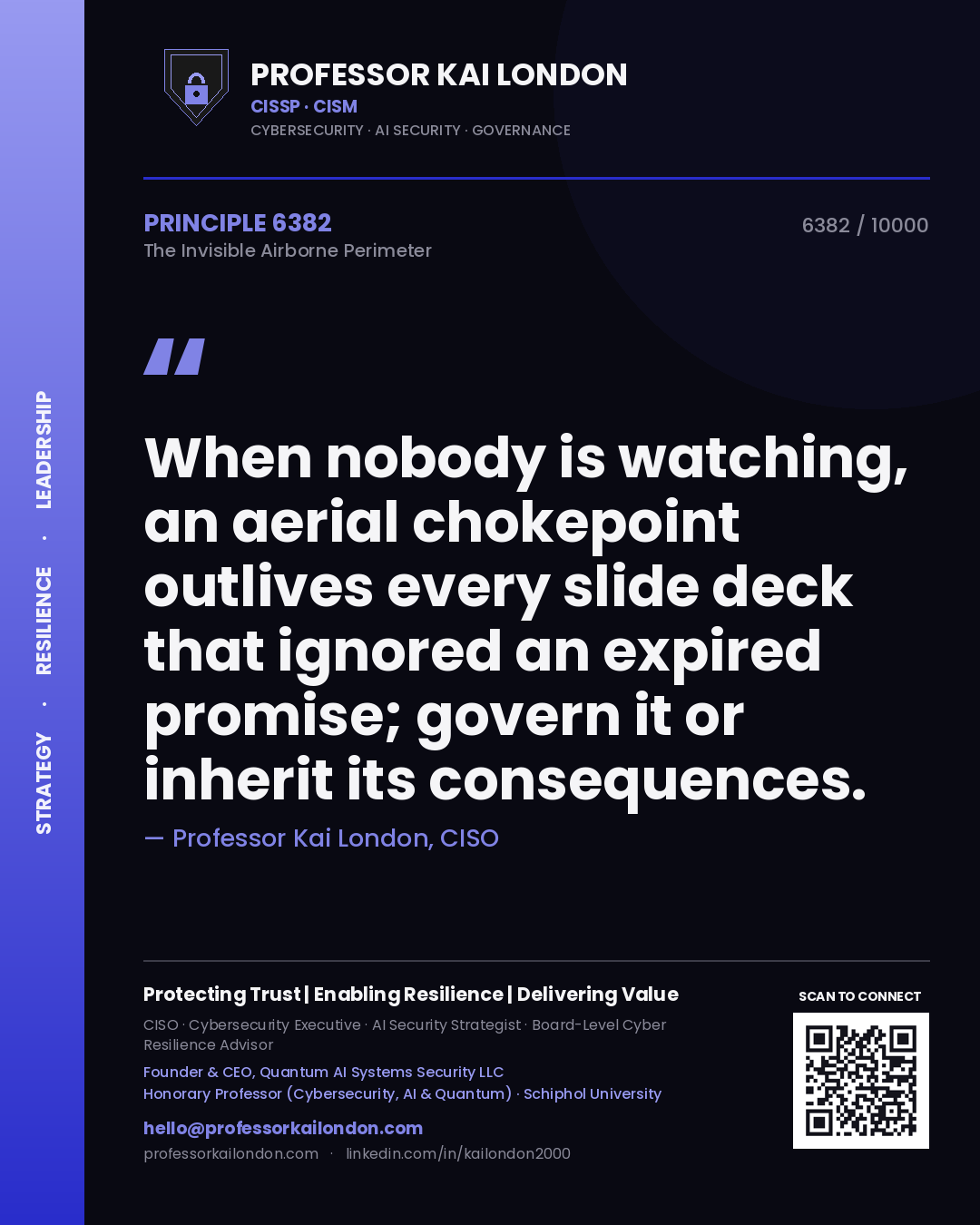 Professor Kai London principle 6382: When nobody is watching, an aerial chokepoint outlives every slide deck that ignored an expired promise; govern it or inherit its consequences.