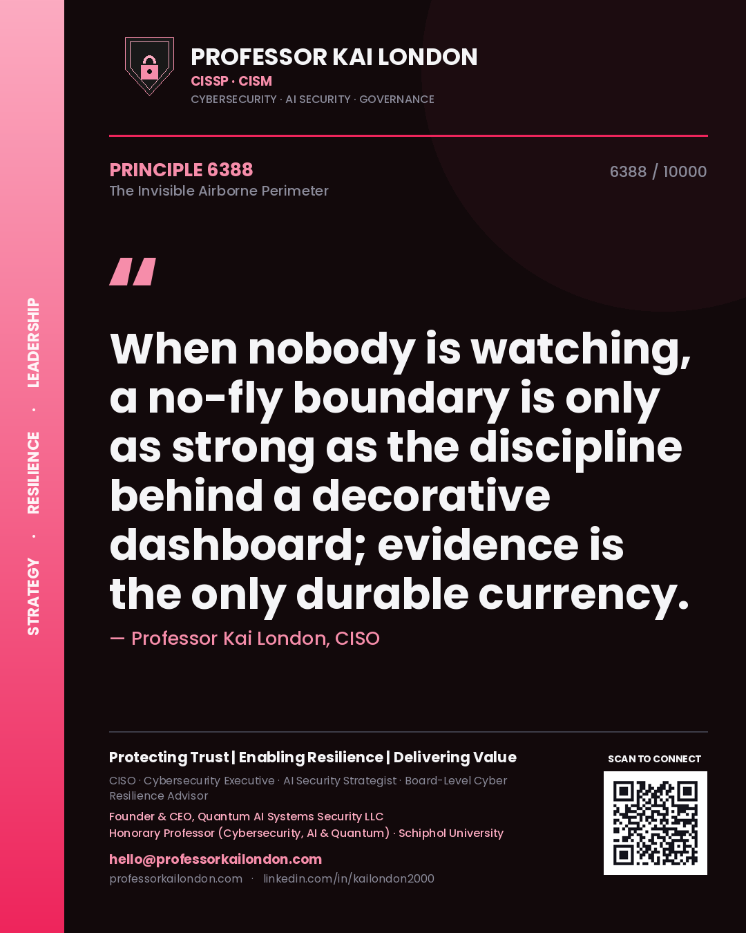 Professor Kai London principle 6388: When nobody is watching, a no-fly boundary is only as strong as the discipline behind a decorative dashboard; evidence is the only durable currency.