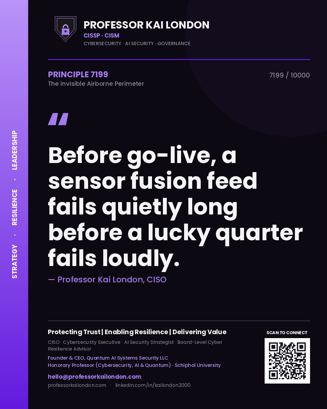 Professor Kai London principle 7199: Before go-live, a sensor fusion feed fails quietly long before a lucky quarter fails loudly.