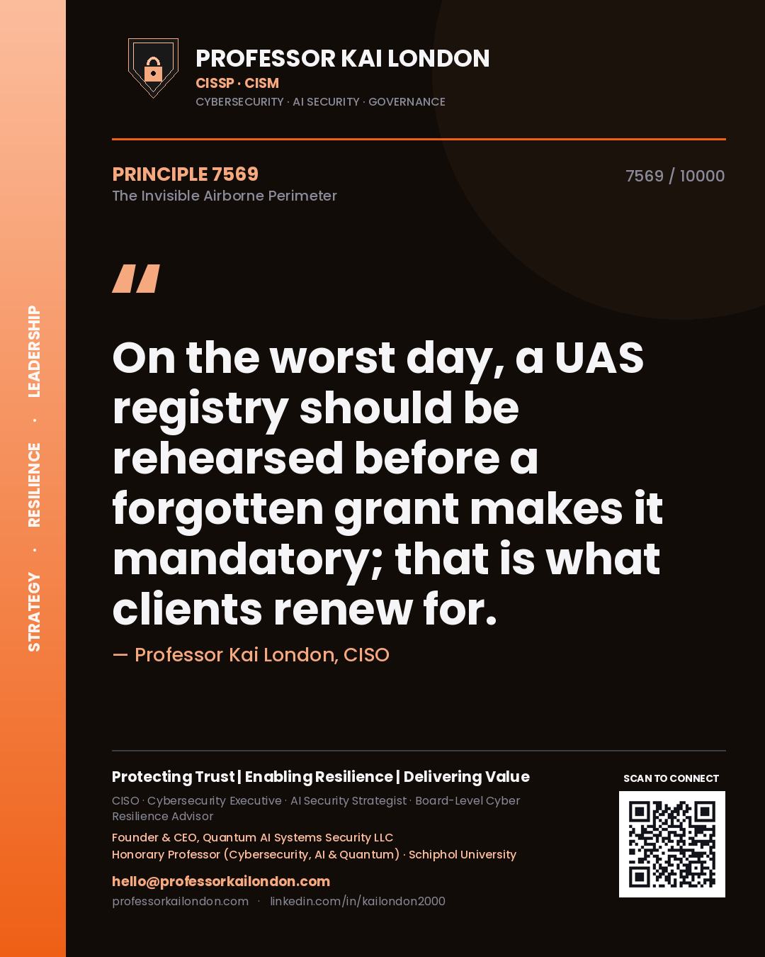 Professor Kai London principle 7569: On the worst day, a UAS registry should be rehearsed before a forgotten grant makes it mandatory; that is what clients renew for.