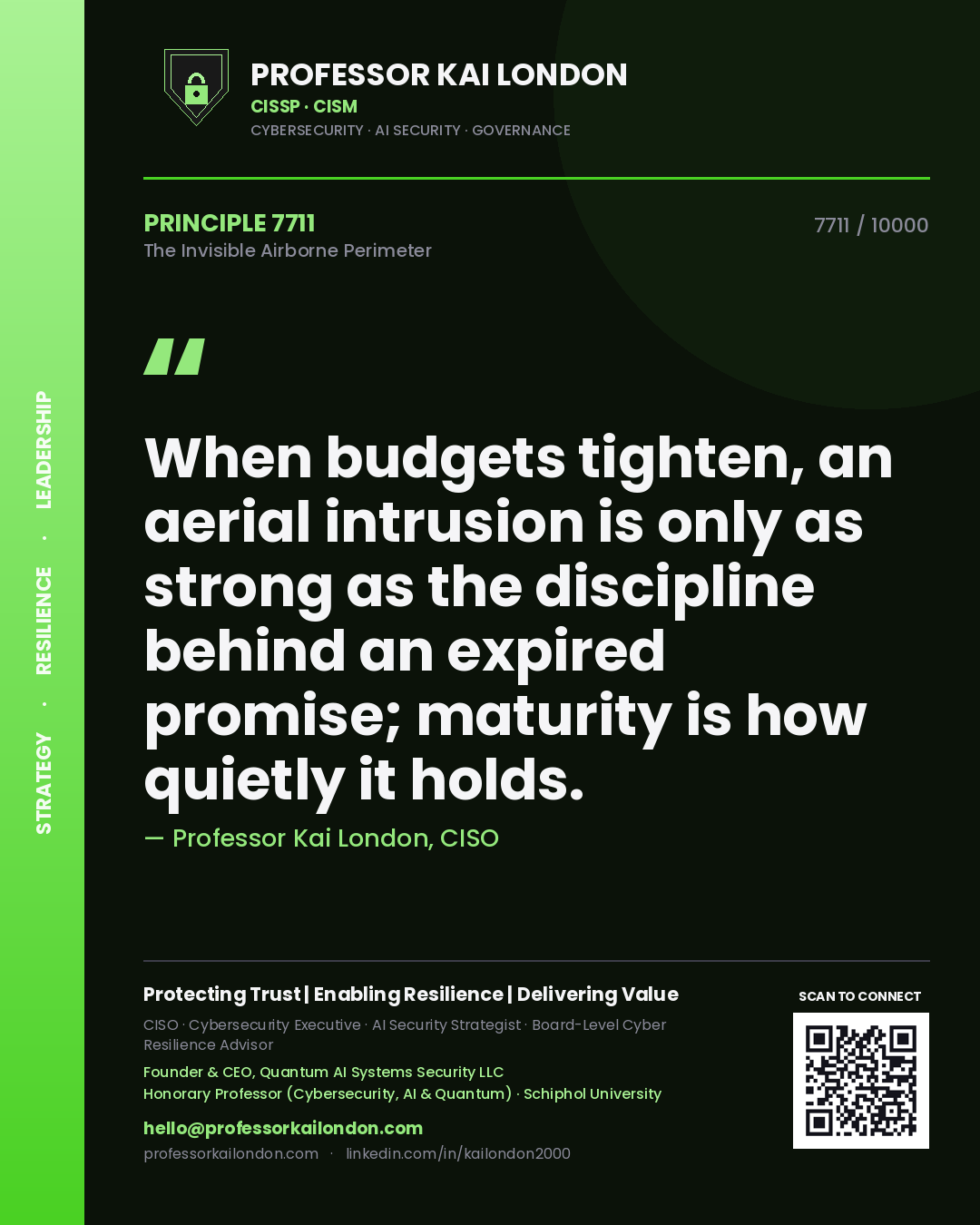 Professor Kai London principle 7711: When budgets tighten, an aerial intrusion is only as strong as the discipline behind an expired promise; maturity is how quietly it holds.
