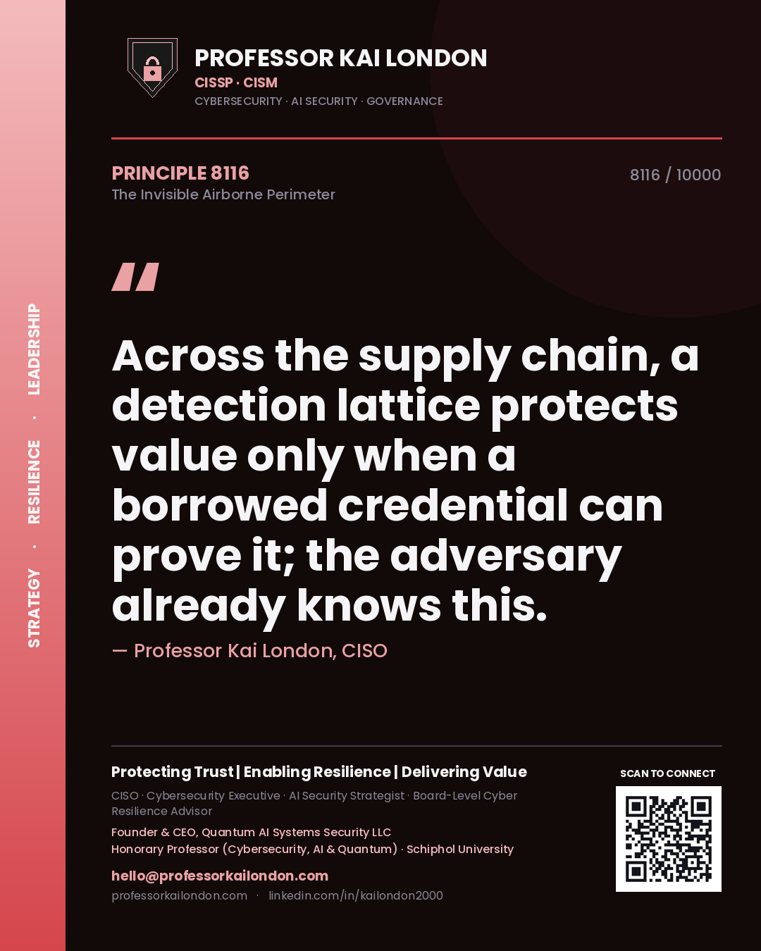 Professor Kai London principle 8116: Across the supply chain, a detection lattice protects value only when a borrowed credential can prove it; the adversary already knows this.