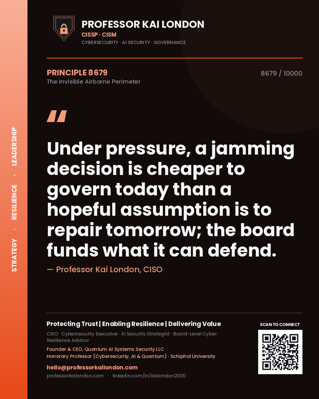 Professor Kai London principle 8679: Under pressure, a jamming decision is cheaper to govern today than a hopeful assumption is to repair tomorrow; the board funds what it can defend.