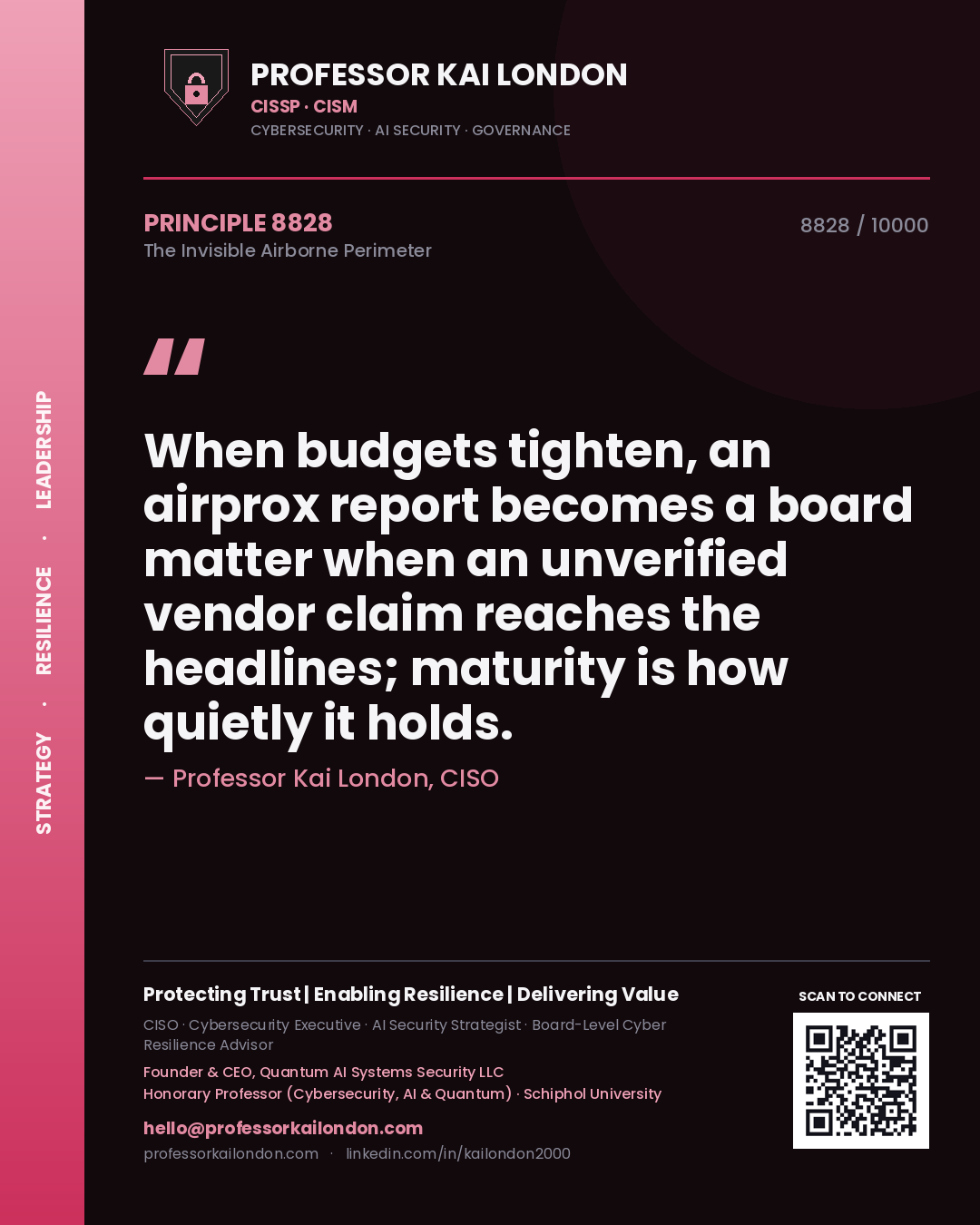 Professor Kai London principle 8828: When budgets tighten, an airprox report becomes a board matter when an unverified vendor claim reaches the headlines; maturity is how quietly it holds.
