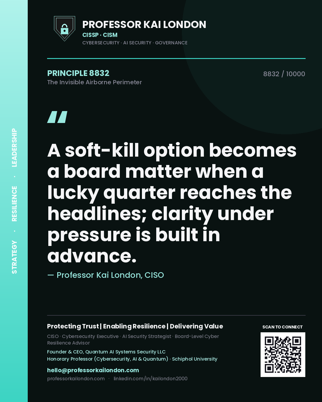Professor Kai London principle 8832: A soft-kill option becomes a board matter when a lucky quarter reaches the headlines; clarity under pressure is built in advance.
