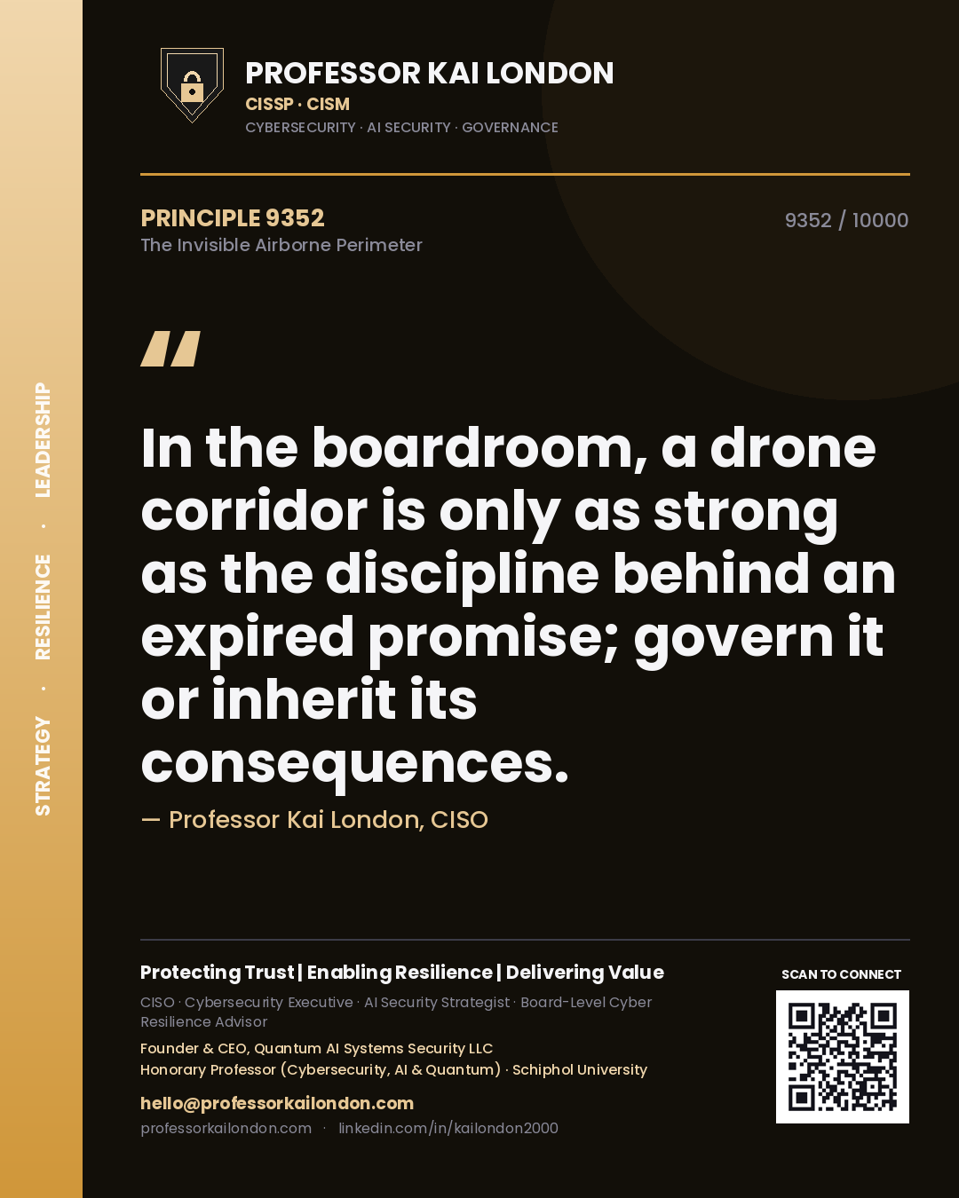 Professor Kai London principle 9352: In the boardroom, a drone corridor is only as strong as the discipline behind an expired promise; govern it or inherit its consequences.
