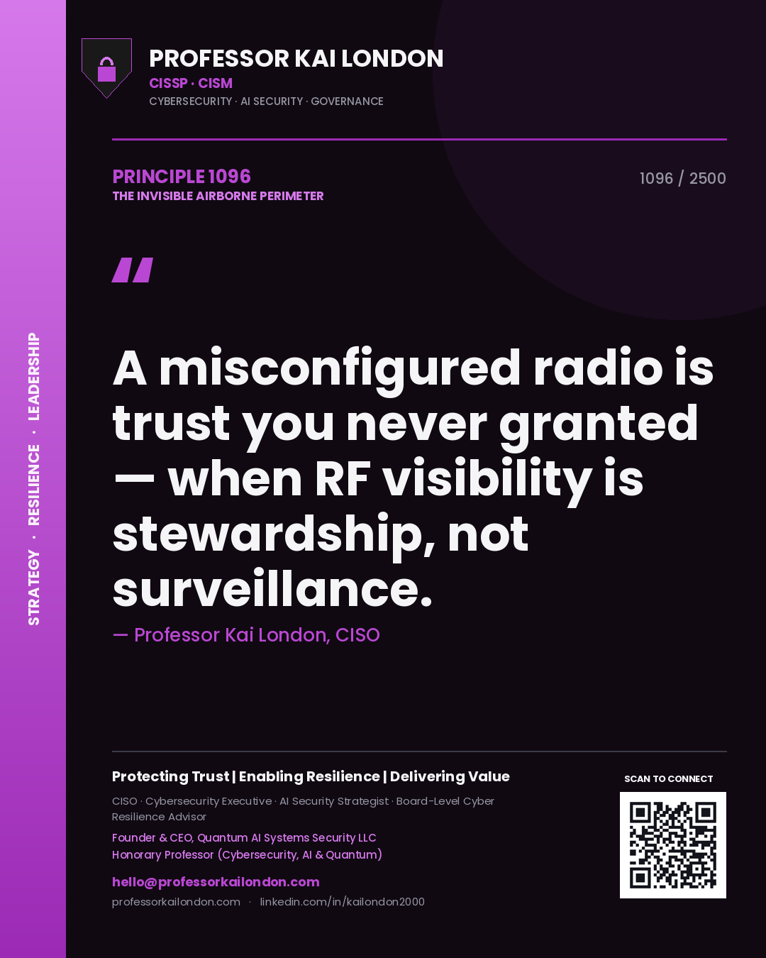 Professor Kai London principle 1096: A misconfigured radio is trust you never granted — when RF visibility is stewardship, not surveillance.