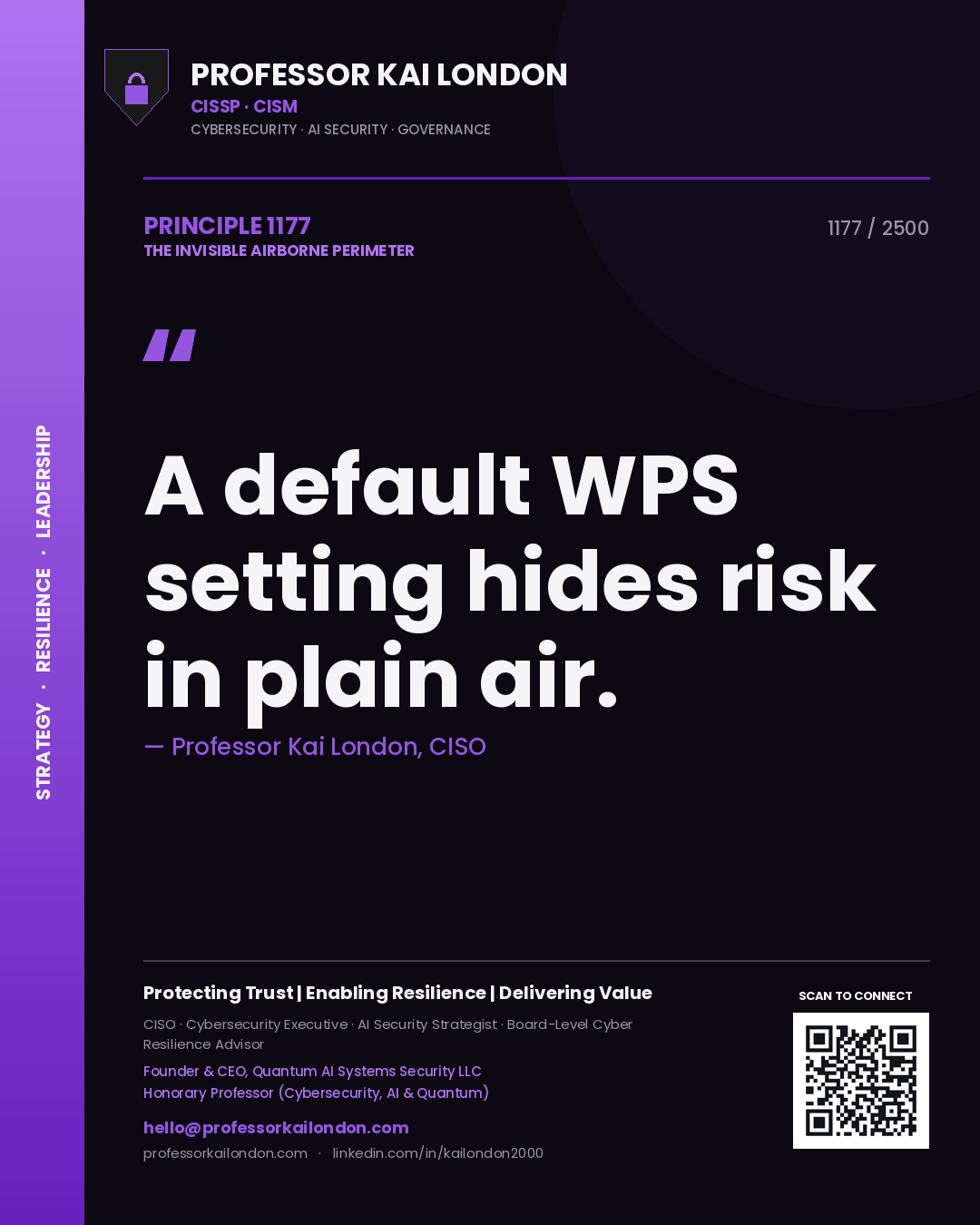 Professor Kai London principle 1177: A default WPS setting hides risk in plain air.