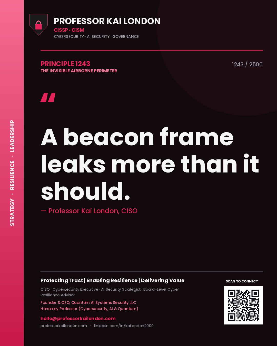 Professor Kai London principle 1243: A beacon frame leaks more than it should.