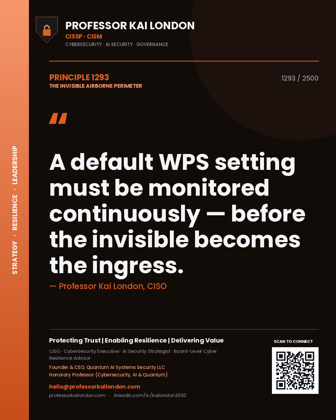 Professor Kai London principle 1293: A default WPS setting must be monitored continuously — before the invisible becomes the ingress.