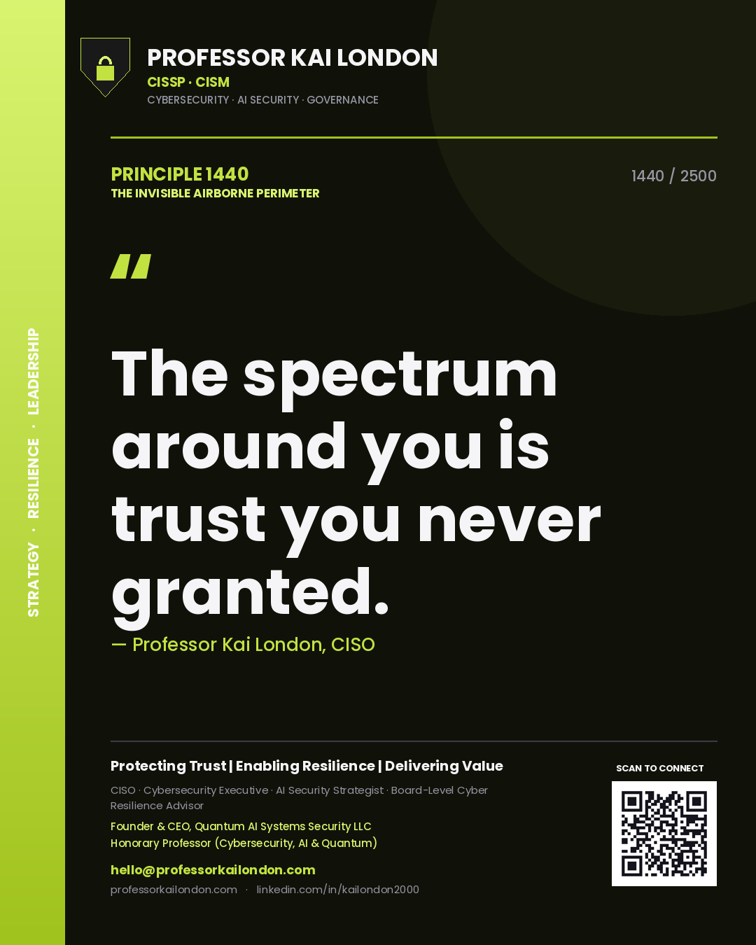 Professor Kai London principle 1440: The spectrum around you is trust you never granted.