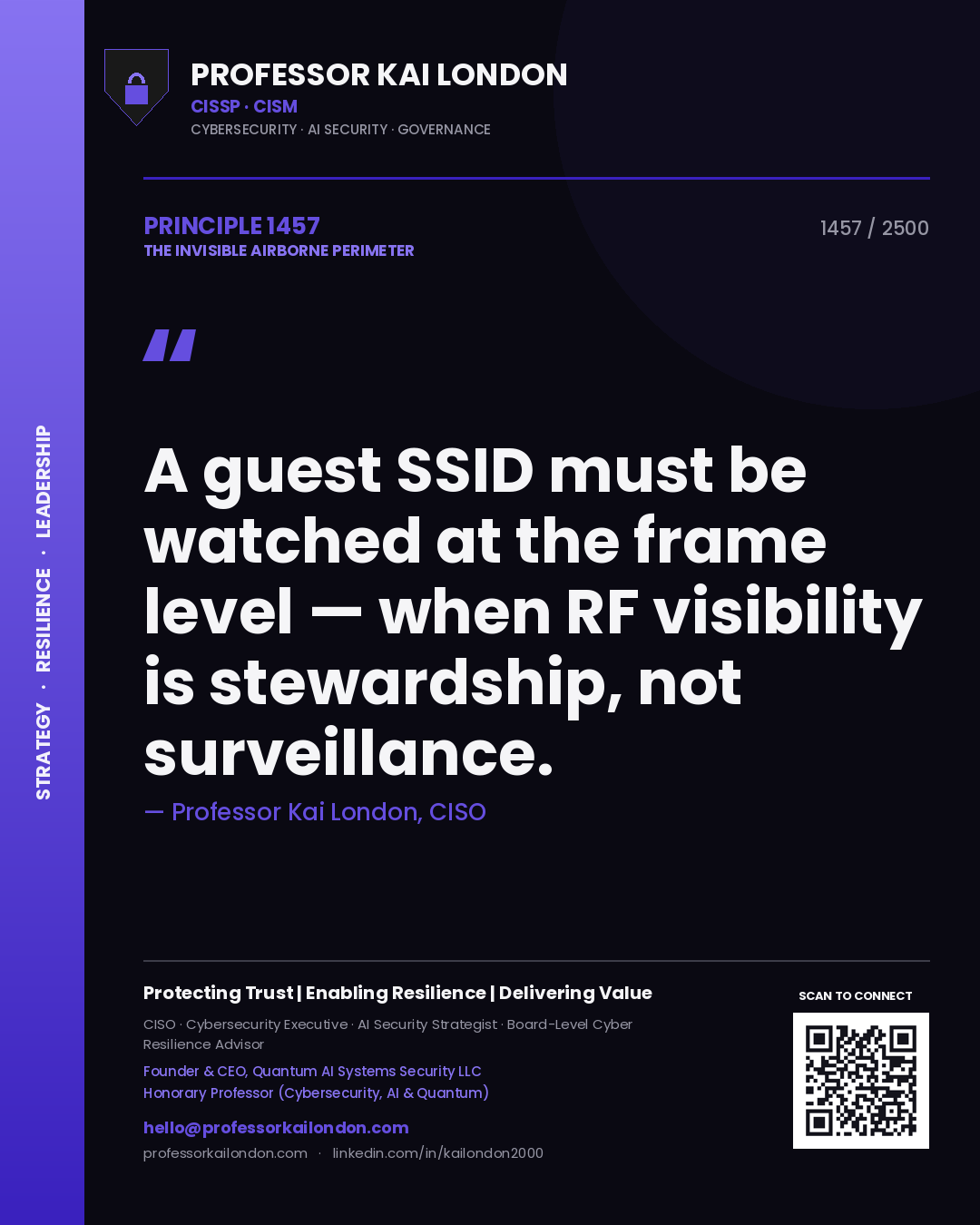 Professor Kai London principle 1457: A guest SSID must be watched at the frame level — when RF visibility is stewardship, not surveillance.