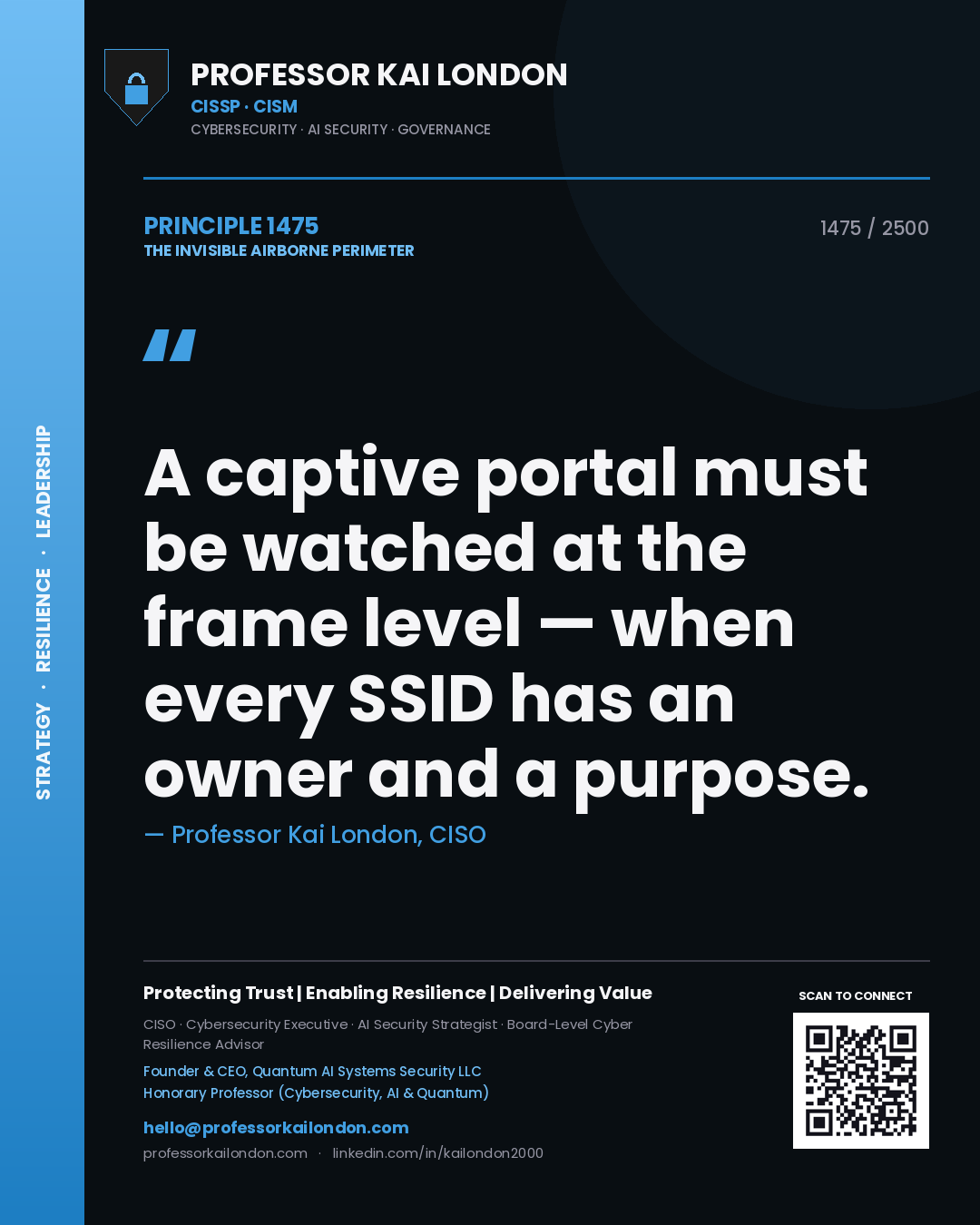 Professor Kai London principle 1475: A captive portal must be watched at the frame level — when every SSID has an owner and a purpose.