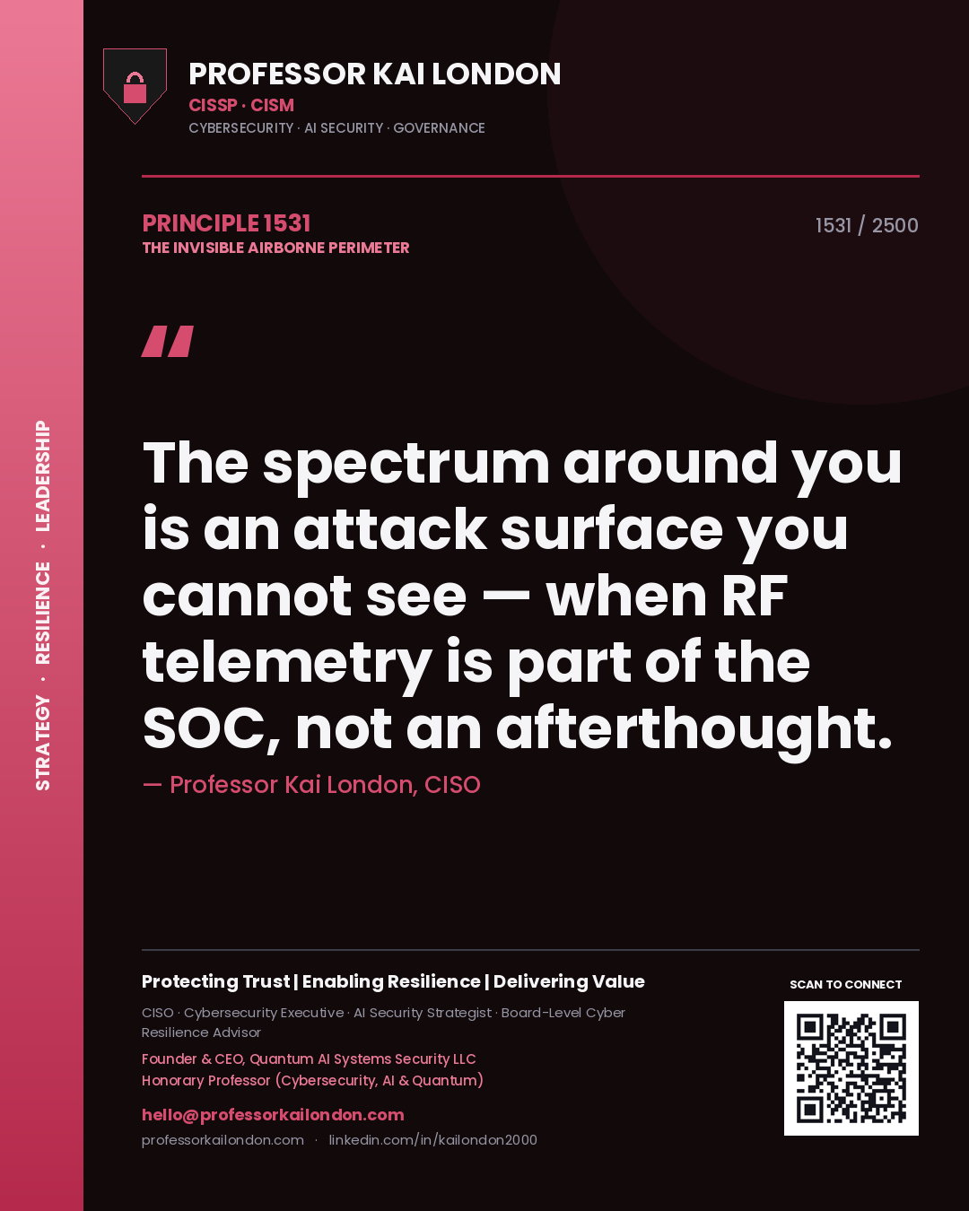 Professor Kai London principle 1531: The spectrum around you is an attack surface you cannot see — when RF telemetry is part of the SOC, not an afterthought.