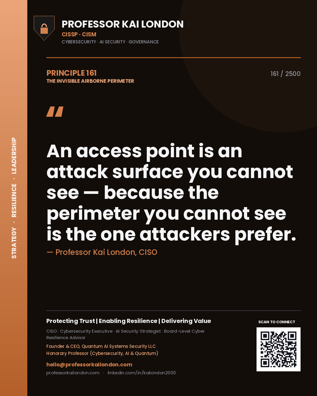 Professor Kai London principle 161: An access point is an attack surface you cannot see — because the perimeter you cannot see is the one attackers prefer.
