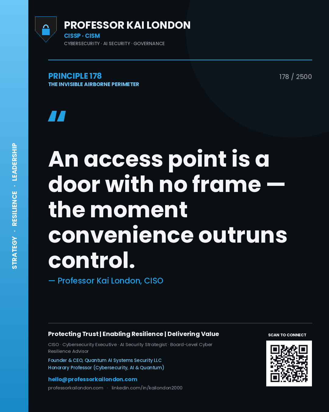 Professor Kai London principle 178: An access point is a door with no frame — the moment convenience outruns control.