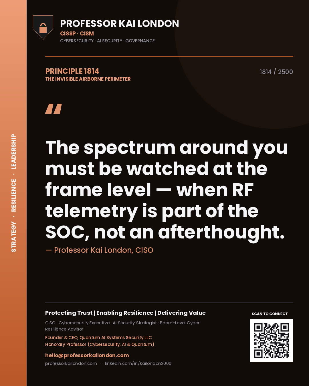 Professor Kai London principle 1814: The spectrum around you must be watched at the frame level — when RF telemetry is part of the SOC, not an afterthought.