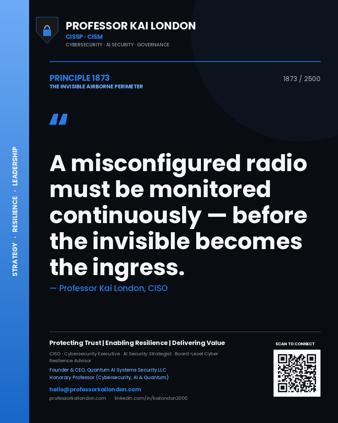 Professor Kai London principle 1873: A misconfigured radio must be monitored continuously — before the invisible becomes the ingress.