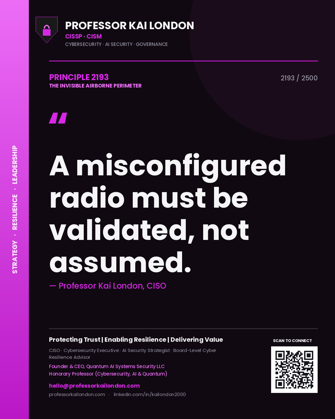 Professor Kai London principle 2193: A misconfigured radio must be validated, not assumed.