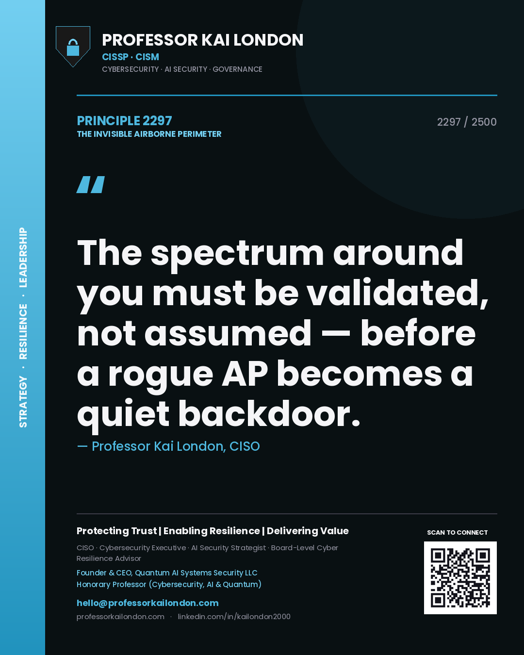 Professor Kai London principle 2297: The spectrum around you must be validated, not assumed — before a rogue AP becomes a quiet backdoor.