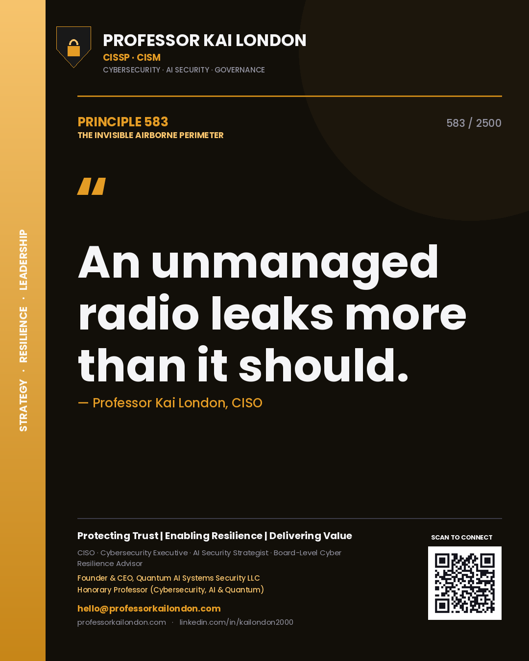 Professor Kai London principle 583: An unmanaged radio leaks more than it should.